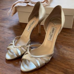 Jimmy Choo Metallic Gold Napa Leather Heels
